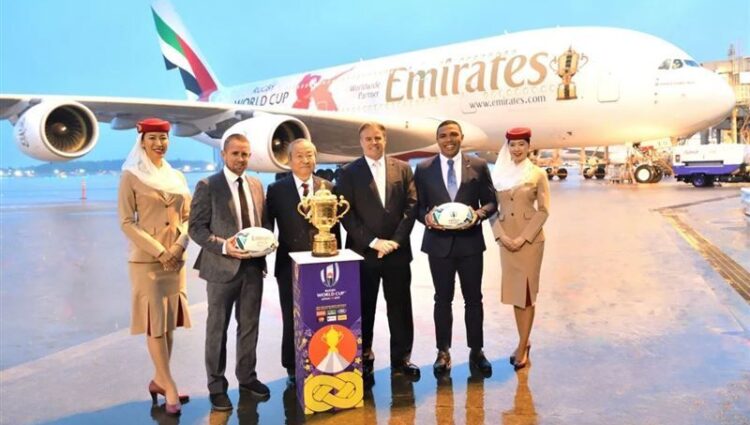 Emirates transports Rugby World Cup trophy to Japan