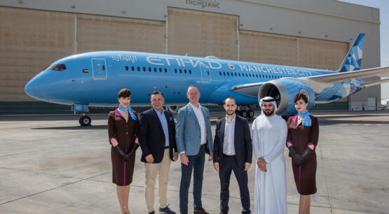 Etihad Airways unveils Manchester City FC livery on new Boeing 787-9 Dreamliner