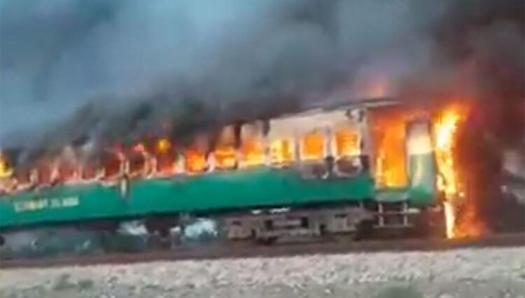 At least 65 killed in Pakistan passenger train fire
