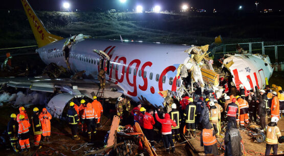 In pictures: Three dead after Pegasus Airlines skids on runway and catches fire